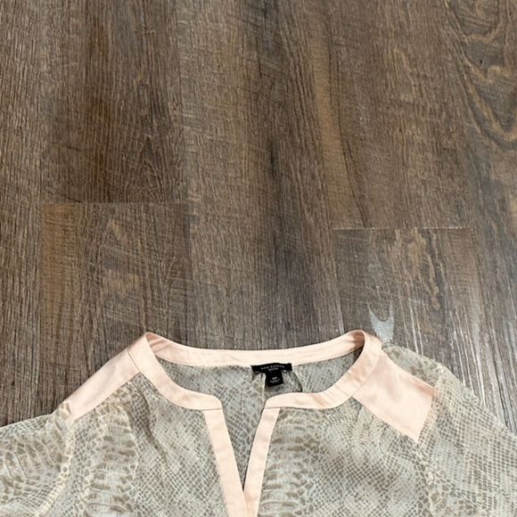 Ann Taylor Womens SP Button Up Shirt Long Sleeve Sheer Blouse Pink Animal Print - Picture 4 of 10